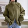 Hochwertiger Damen-Strickcardigan mit Reißverschluss: Klassischer europäischer & amerikanischer Stil für Herbst/Winter