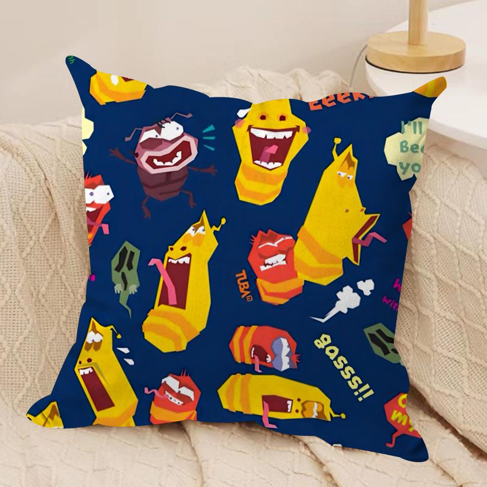 Funny L-Larva Cushion Cover Silky Short Plush Double-Sided Printed Pillow Case for Sofa All Seasons Home Decor Gift