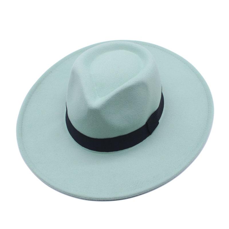 European and American Felt Hat Big Edge Cm Woolen Top Hat Autumn and Winter Square Black Webbing Men's and Women's Jazz Hat