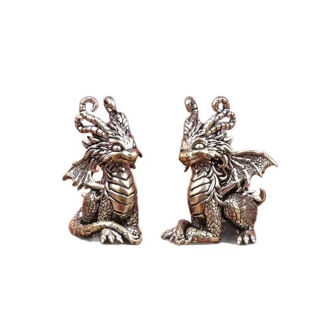 Antique Brass Dragon Statues Elegant Standing Positions for Home/Office/Outdoor Decor Perfect Gift for Housewarming Christmas