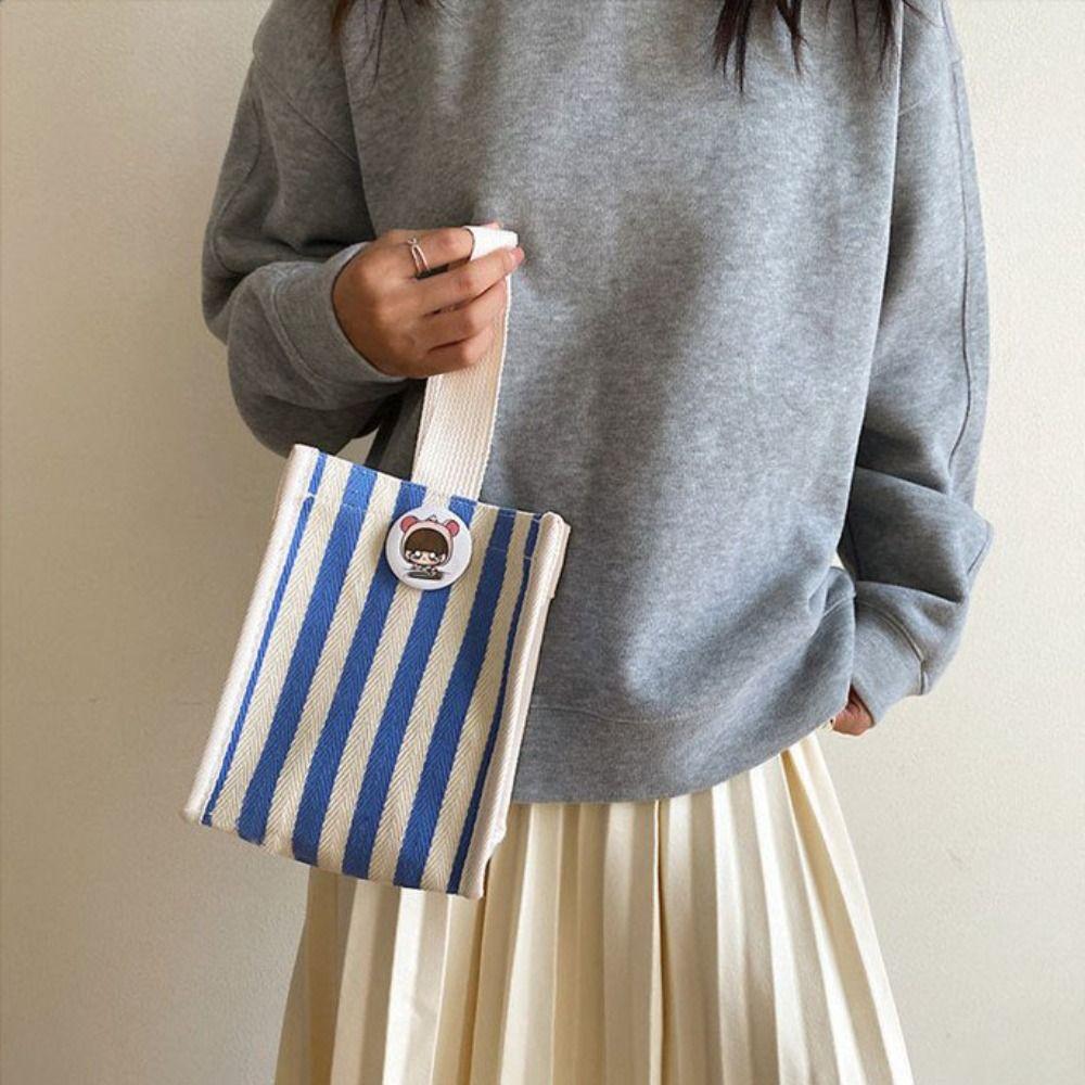 

Striped Tote Bag Cartoon Crossbody Bags for Women Trendy Portable Purse Picnic жовтий