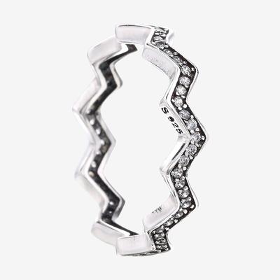 925 Sterling Silver Pan Ring New Shiny Zigzag Ring For Women Wedding Party Gift Fashion Jewelry