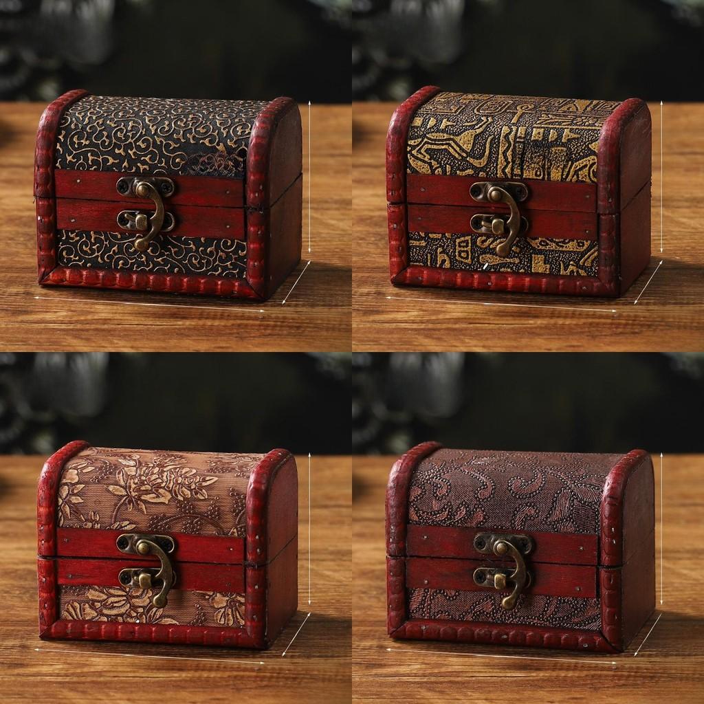 Antique Wooden Jewelry Boxes With Lid For Bedroom And Desk Decorations Gifts