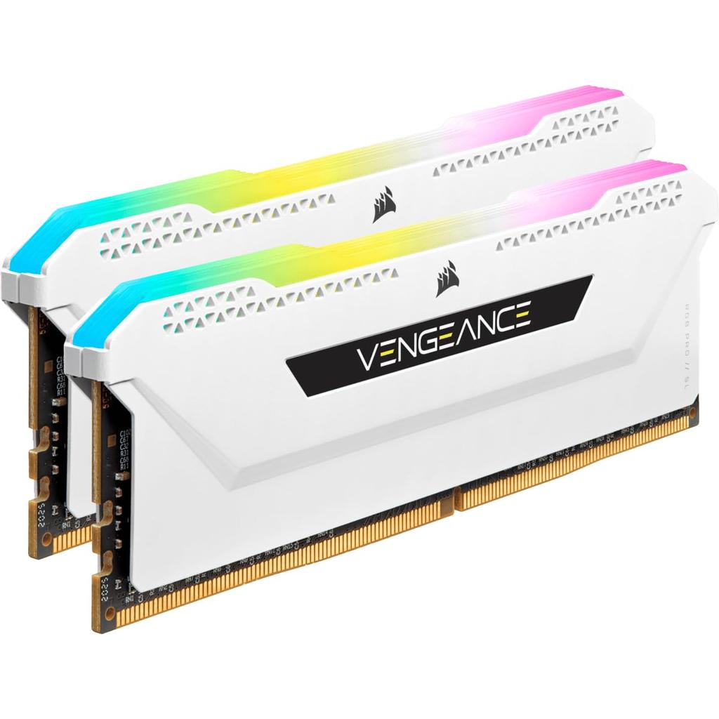 Memoria RAM CORSAIR VENGEANCE RGB PRO SL DDR4 32 GB (16 GB x 2) 3600MHz Compatible con Intel XMP CL18 PC de Escritorio Blanco CMH32GX4M2D3600C18W