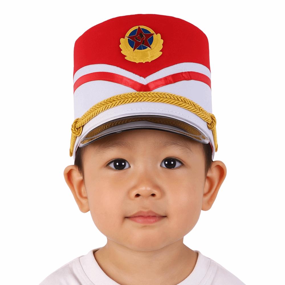 Guldiga dekorationsband Marschorkesterhatt Cosplay Show Soldat Topphatt Kostymtillbehör