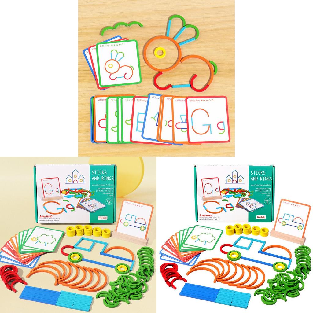 Wooden Educational Puzzle Blocks With Creative Rings For Kids Learning And Brain Development