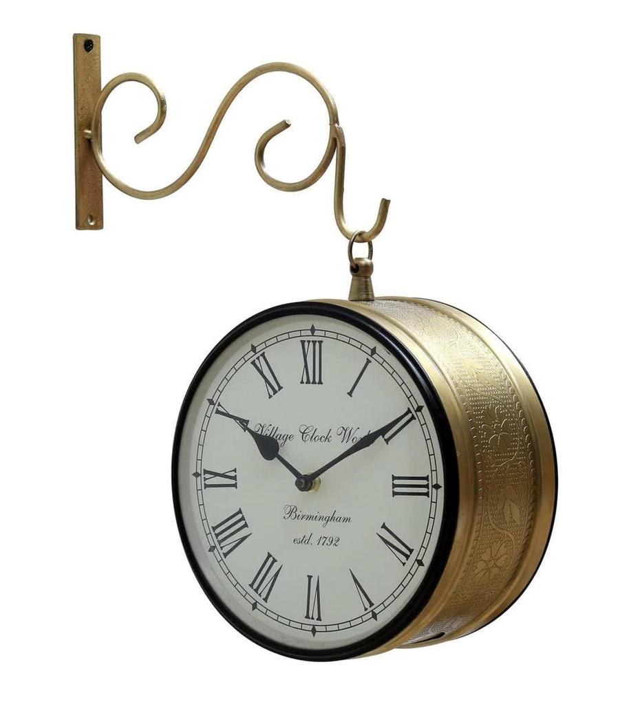 Vintage Double Sided Railway Wall Clock Rotating Brass Station Clock Antique Hanging Clock Home Office Decor