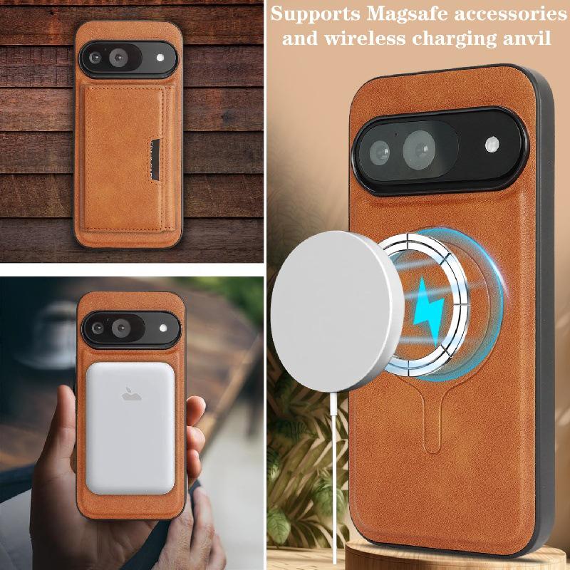 Google Pixel 10 Wireless Charging Case with Magnetic Tri-fold Card Holder and XL Protective Design