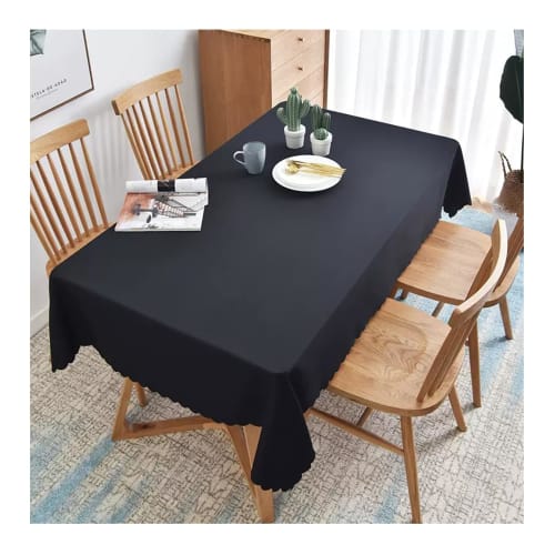 GOEXCPL Large Rectangular Tablecloth, Machine Washable, Black, 240*160cm, Suitable for Hotels, Weddings, Parties, Meetings, Etc.