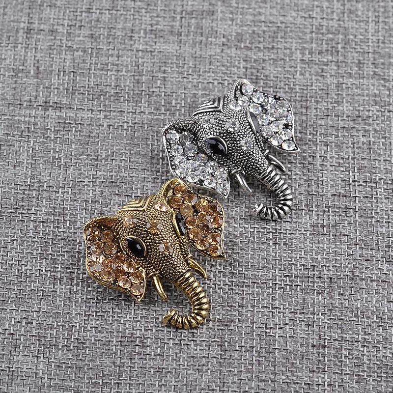 Vintage Alloy Shining Crystal Elephant Brooch Pin Fashion Pin Jewelry Unisex Gift