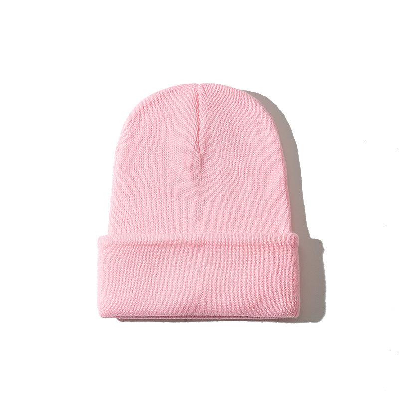 Autumn Winter Warm Hats Small Batch 3D Embroidery Solid Color Plain Knitted Hats with Heat Transfer Printing Processing