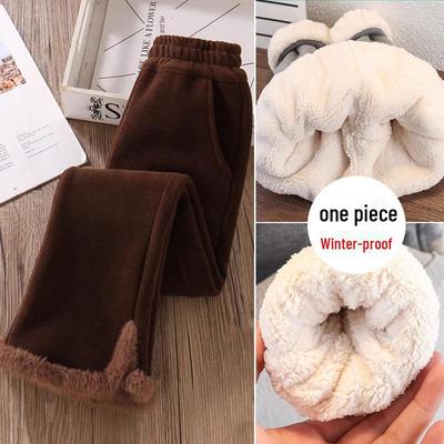 Kız Çocuk Kış Yüksek Belli Kadife Fitilli Kadife Pantolon - Kalın, Sıcak, Moda Çan Paça