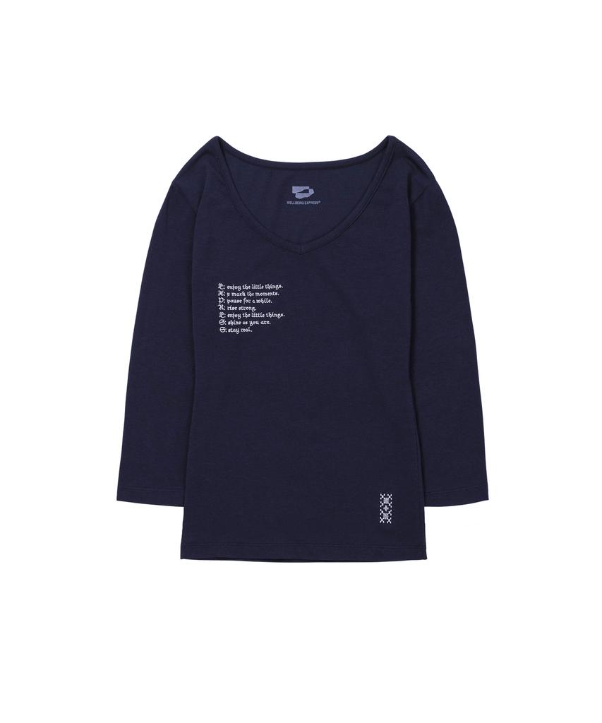 WELLBEING EXPRESS V Neck 3/4 Sleeve Navy