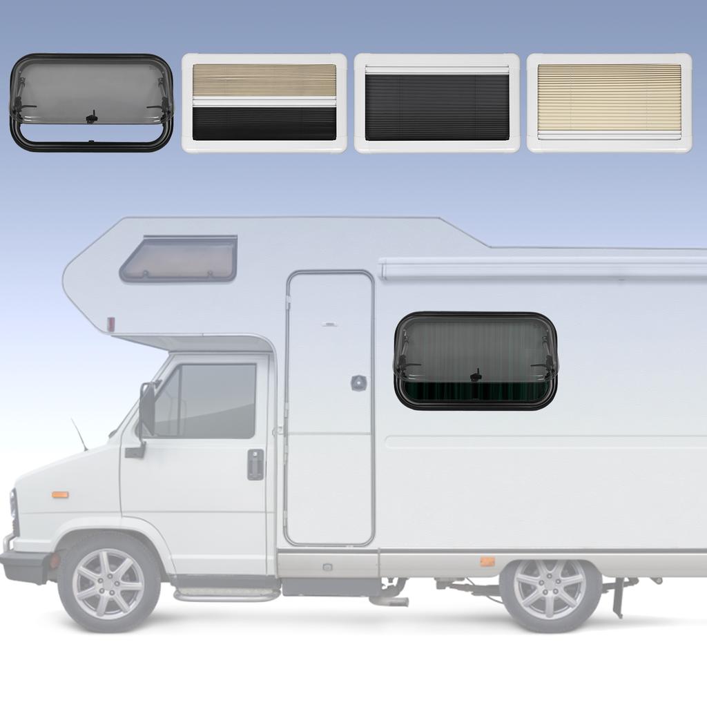 RV Window Acrylic Glass Stable Support Push Out  Window L700 H400mm Insect Proof with Screen Sunshade for Motorhomes Campers