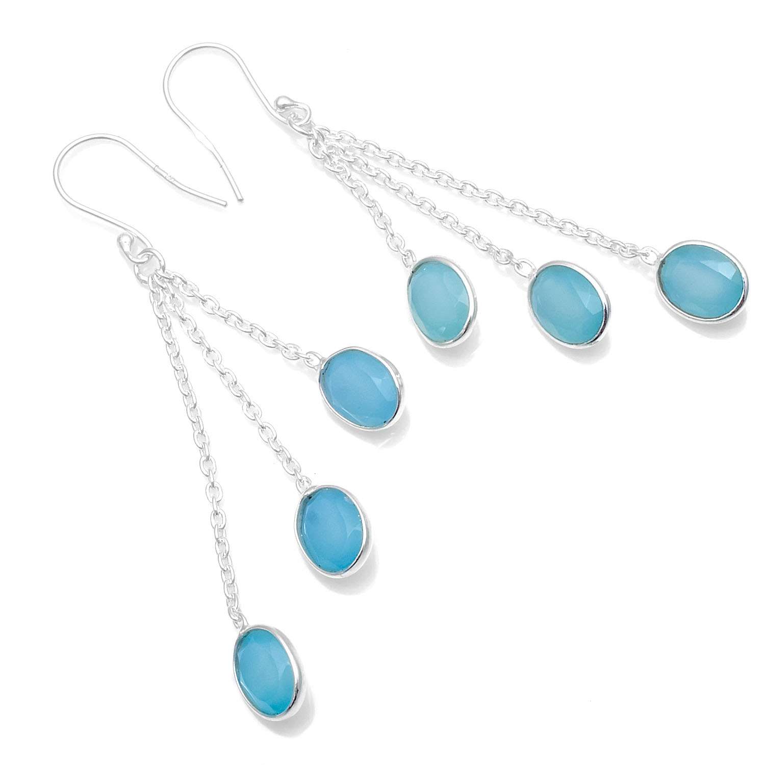 

Серьги с синим халцедоном и драгоценным камнем, твердые серьги из стерлингового серебра 925 пробы, серьги ручной работы, ювелирные изделия, подарок для женщин и девочек, E-1332