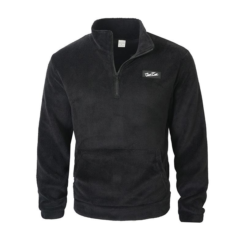 Мужская толстовка с воротником-стойкой, свободного кроя, с длинным рукавом, осенне-зимняя, повседневная, на половину молнии, влагоотводящая, удобная посадка, приятная для кожи, дышащая, топы XXXL чёрный