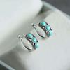 Imitation Natural Turquoise Traditional Ethnic Style Daily Basic Style Neutral Couple Niche Temperament Can Wear Ear Buckles