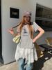Sunai 2026 Korean Striped Cartoon Print Round Neck Loose Short Sleeve Women's T-shirt