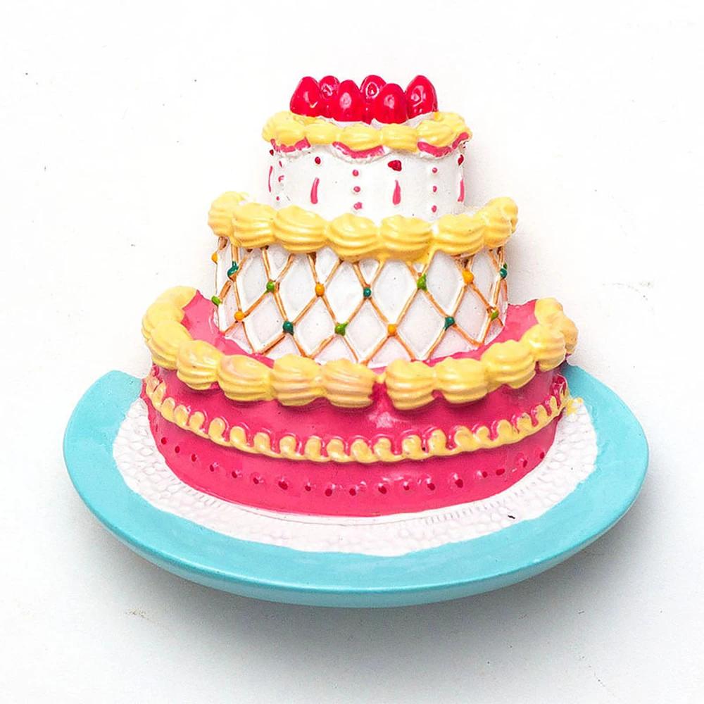 Creative Cartoon Afternoon Tea Food Resin Three-Dimensional Design Refrigerator Stickers Magnetic Message Home Decoration