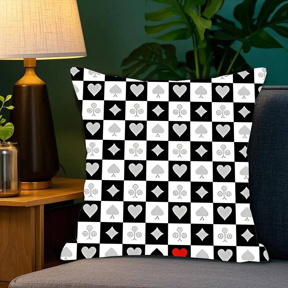 Federa Cuscino Carte da Gioco Federa Quadrata alla Moda Camera da Letto Divano Soggiorno Decorazione Ins Tempo Libero
