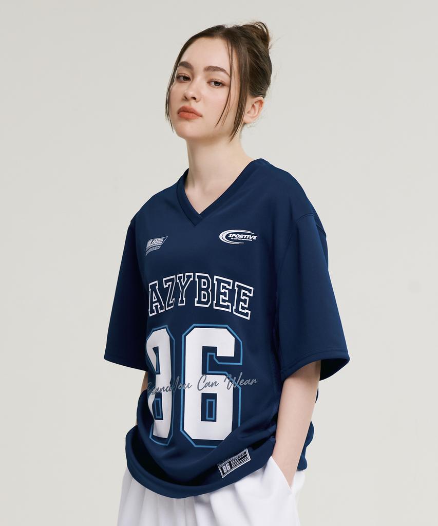 Leijibi Mixed Mesh Rugby Jersey Top Oversized Short Sleeve W Athletic Wear Short Sleeve T-Shirt Navy
