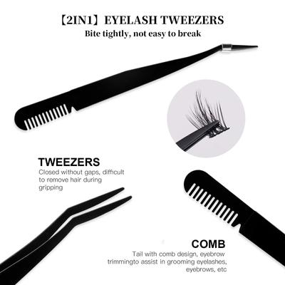 2 In 1 False Eyelash Tweezers Stainless Steel Clip With Comb Sunflower Eyelashes Magic Beauty Tool Essential Beginner Makeup