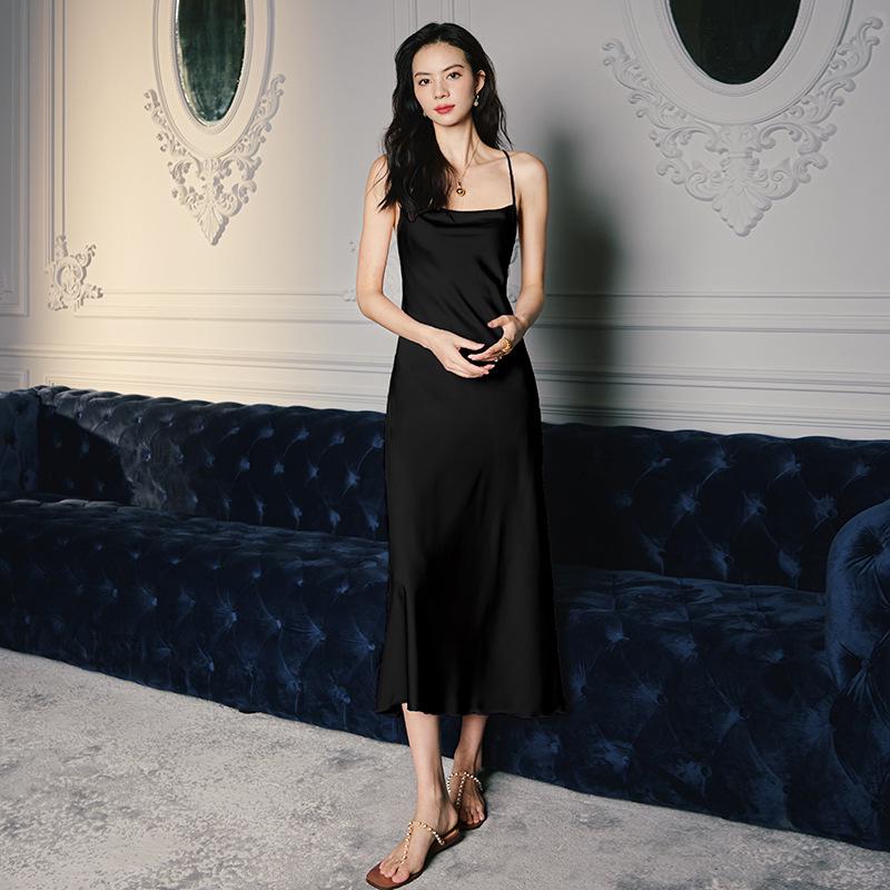 Yaoting Damen Sommer Satin Chiffon Nachthemd - Seiden Camisole Wasserfallkragen Loungewear 2878