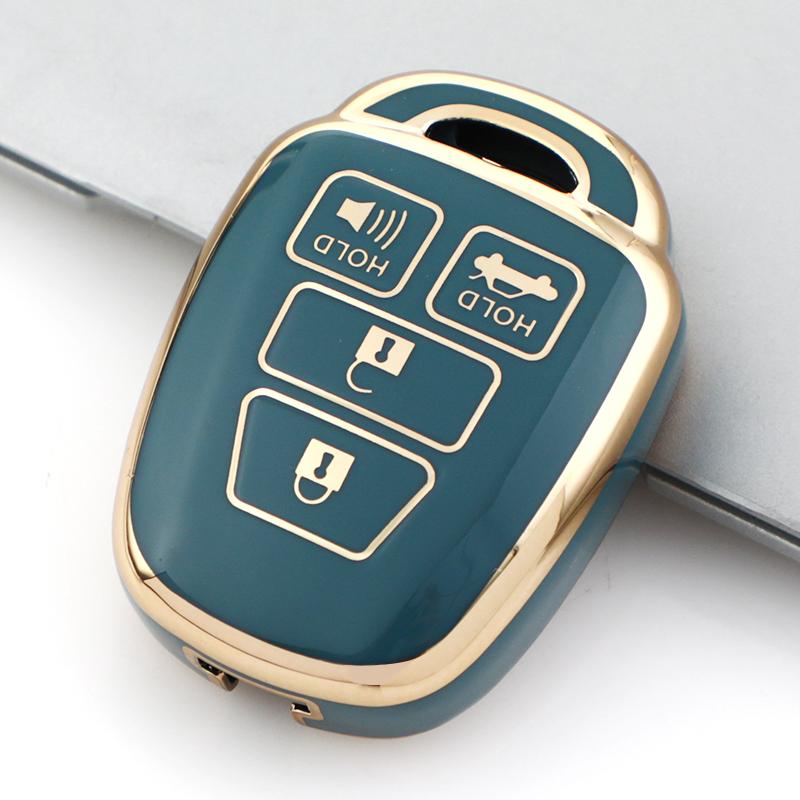

Чехол для дистанционного ключа с 4 кнопками, чехол-брелок для Toyota Aqua Ractis Vitz RAV4 HiAce Land Cruiser, держатель для кожи 2010-2019 серый