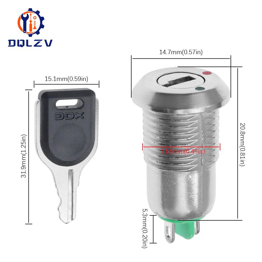 Electronic Key Switch Rotary 12mm 2 Position 1A Zinc Alloy 2 Keys 1PC ON OFF Phone Lock Security Power Button Tubular Terminals