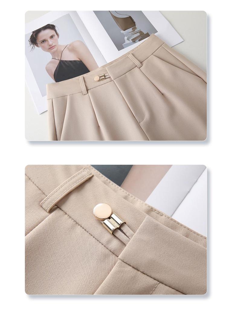 Women's Black Suit Shorts - 2025 Spring Collection: Loose, High-Waisted, Wide-Leg, Casual Five-Point Pants.