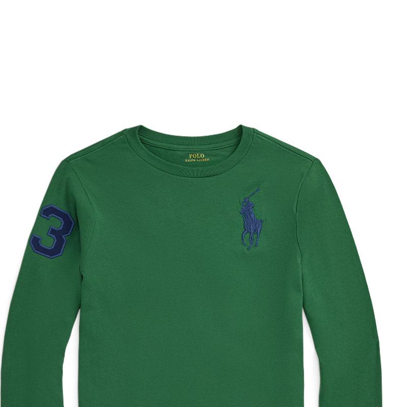 Polo Ralph Lauren Ss24 Logo Embroidered Round Neck Knit Long Sleeve T-Shirt Kids Tops Green CWPOTSHY8020931-300