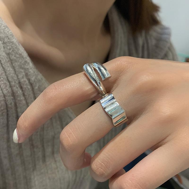 Korean Retro Geometric Wide-Edge Open Ring for Women