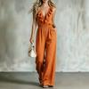 2026 European and American cross-border Amazon's new ruffle edge V-neck temperament fashionable and elegant slim women's jumpsuit