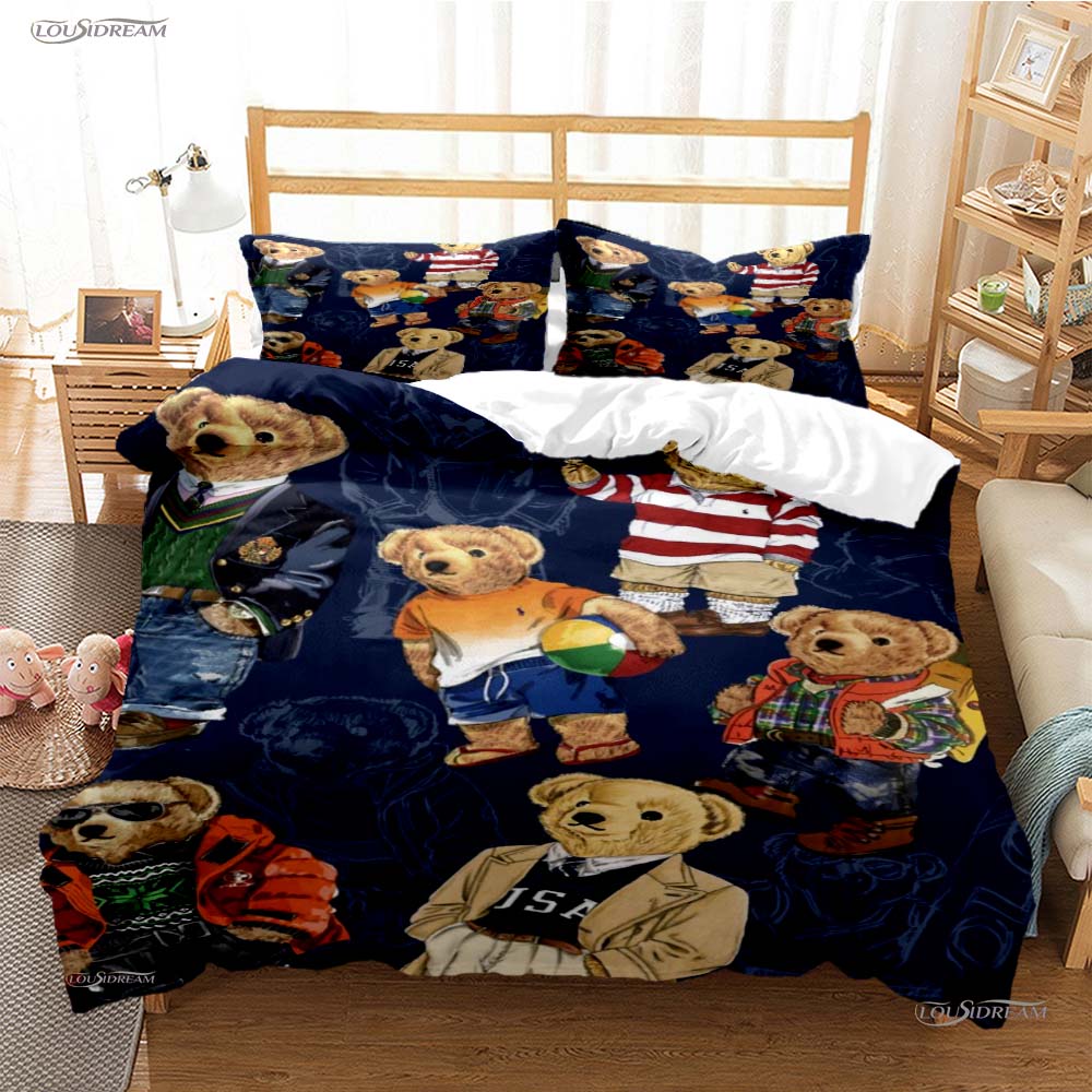 Fashion Bear Casal All Season Duvet Cover Comforter Bedding Set Soft Quilt Cover and Pillowcases Teens Single/Double/Queen/King