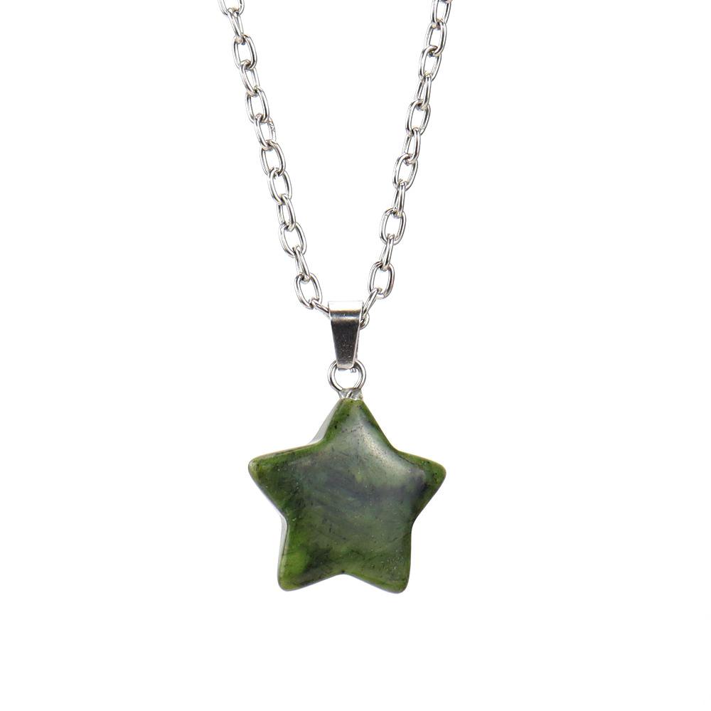Natural Crystal Rough Stone Pendant, Five-Pointed Star Necklace, Small Star Jewelry Accessories N676
