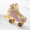 24TE Ice Skates Keychain Sparkling Crystal for Rhinestone Keyrings Car Bag Pendant Purse Handbag Charm for Women Girls