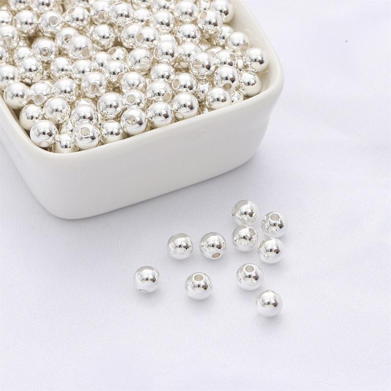 Echte 925 Silber Runde Perlen Abstandshalter Perlen Schmuckherstellung Lose Perlen Fundstück für DIY Armband Halskette Zubehör
