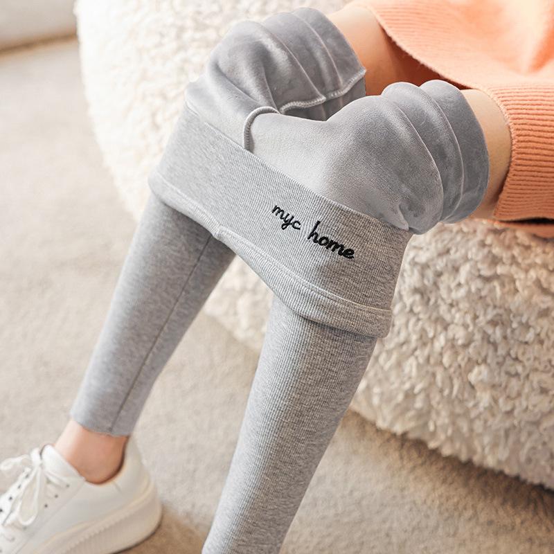 Women's Velvet-Lined Ribbed Yoga Pants - Slimming Plus-Size Outerwear for Autumn/Winter Fitness