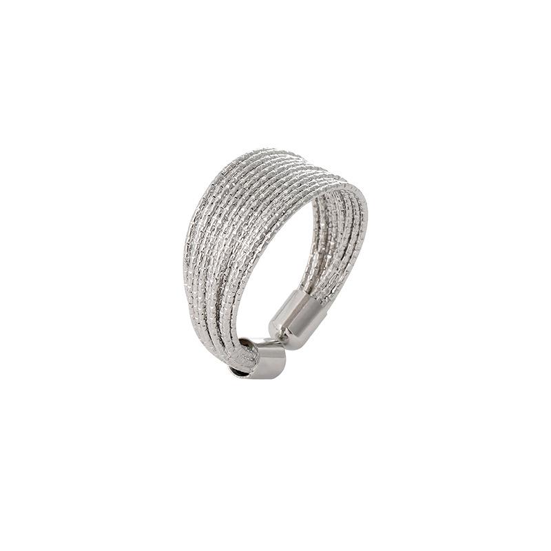 

Кольцо открытое многослойное, легкая роскошь, универсальное, с нишевым дизайном, модное, темпераментное, с живой блестящей линией, кольцо женское серебряный