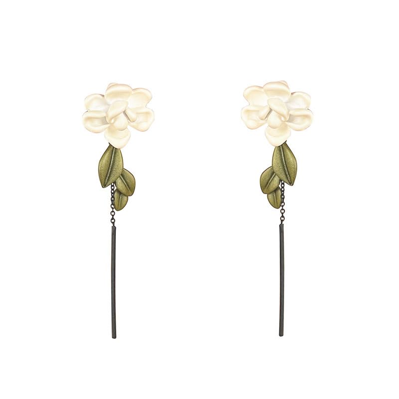 

earrings ladies sway with chain flower flower Big swing Korean style beautiful eyes silver 925 metal allergy wedding bridal accessories jewelry