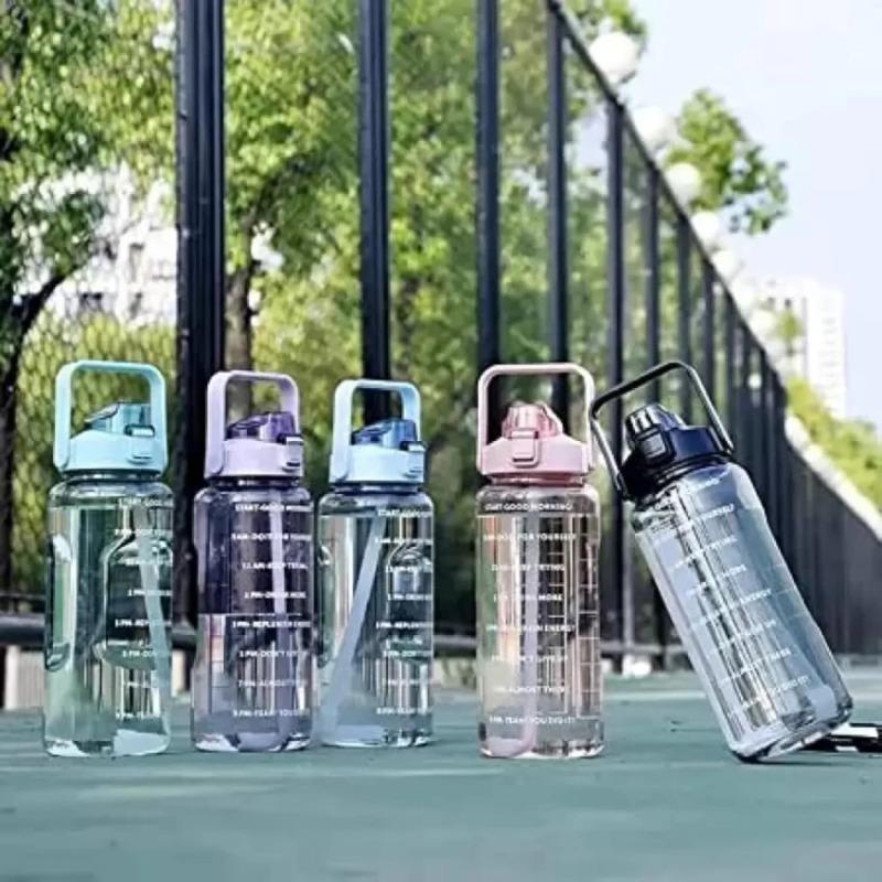 2000ml velkokapacitní plastová láhev na vodu s brčkem | Prémiový plastový kelímek pro venkovní kempování a hydrataci