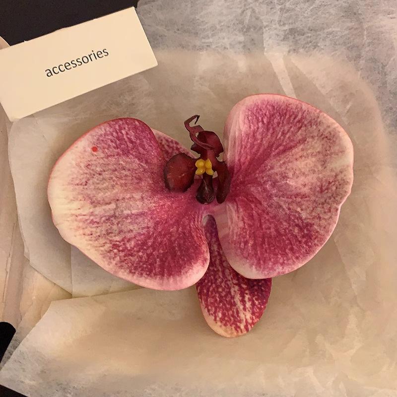 3D Butterfly Orchid Hairpin Silicone Cotton High Quality Edition Color Simulation Flower Side Clip Resort Wind Seaside Hair Accessories