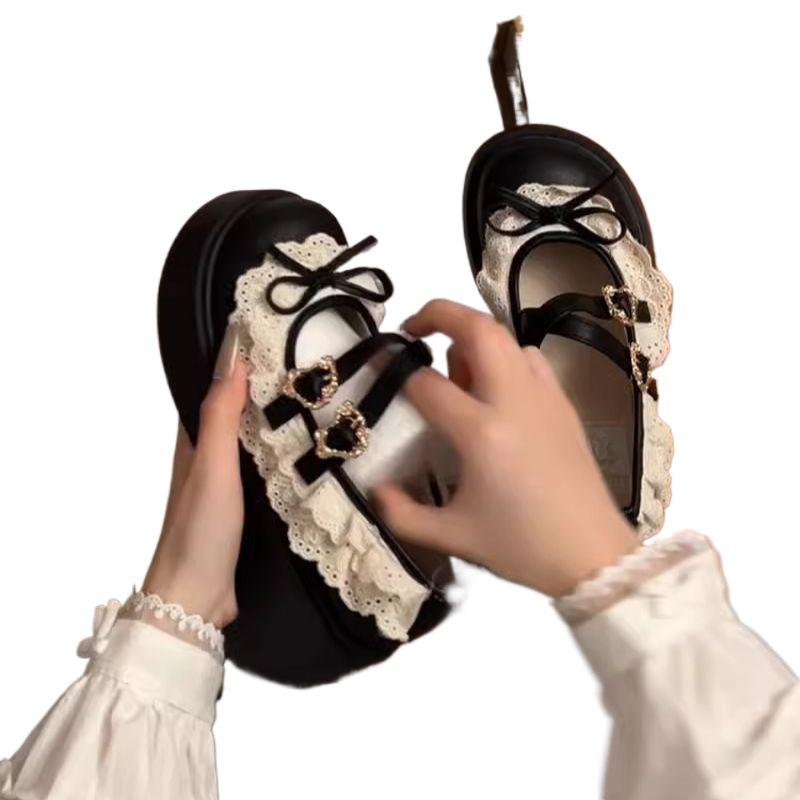 Brown Retro Lolita Princess Shoes 2025 Spring and Autumn New with Skirt Platform Single Shoes Bow Leather Shoes
