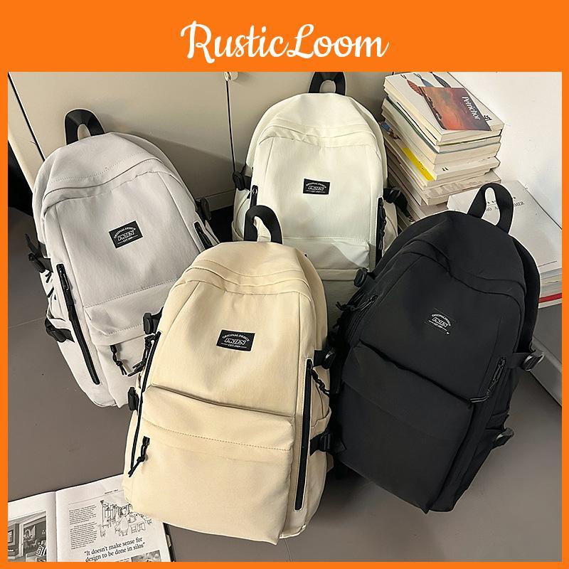 Minimally Designed Backpack With Solid Color And Letter Print Design For Teens