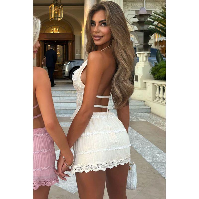 Western Style New Casual Hanging Neck Wear More Two-piece Set Seaside Beach Vacation Women's Skirt Suit Beach Set