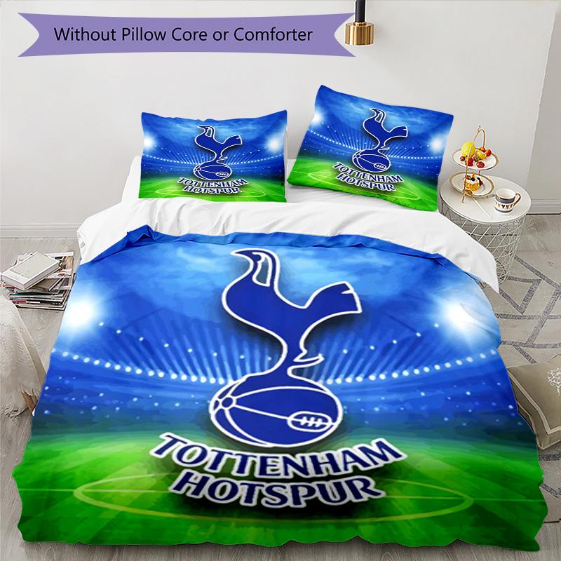 Tottenham Hotspur F.C Design Muster Bettbezug-Set – enthält 1 Bettbezug und 2 passende Kissenbezüge Schlafzimmerdekoration Weihnachtsgeschenke