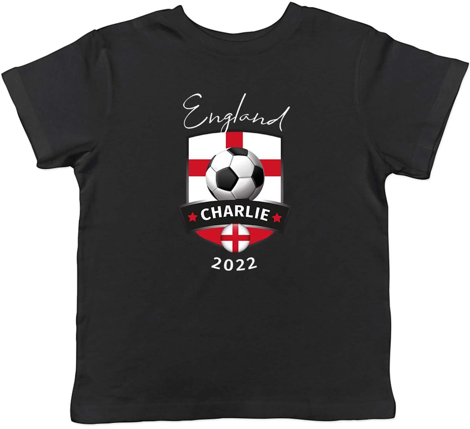 Personalised England Football Kids T-Shirt Footy Childrens Boys Girls Gift 110
