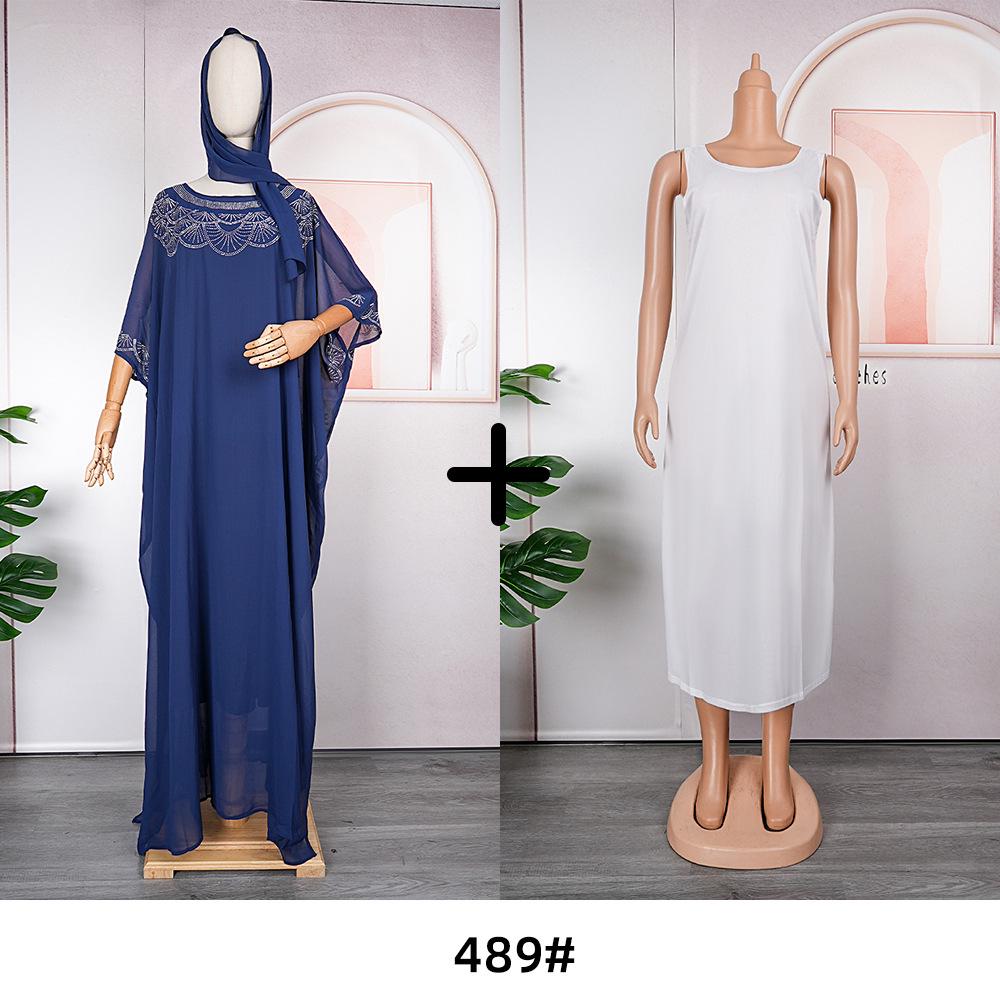 Afrikanisches Chiffon-Zweiteiler-Kleidset für Damen in Übergröße