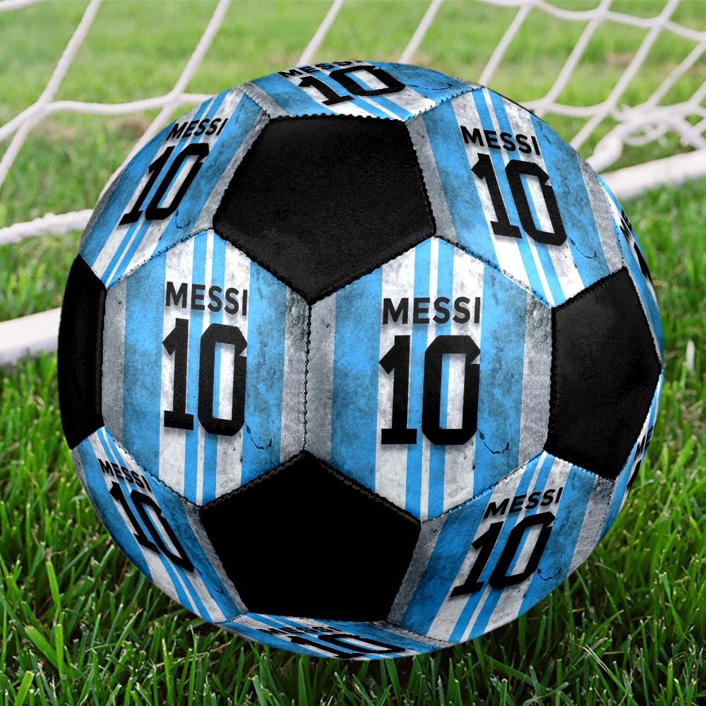 Messi 10 Soccer Ball Colorful All Ages Machine Stitched PVC Competition Ready Durable High-Bounce.SIZE5