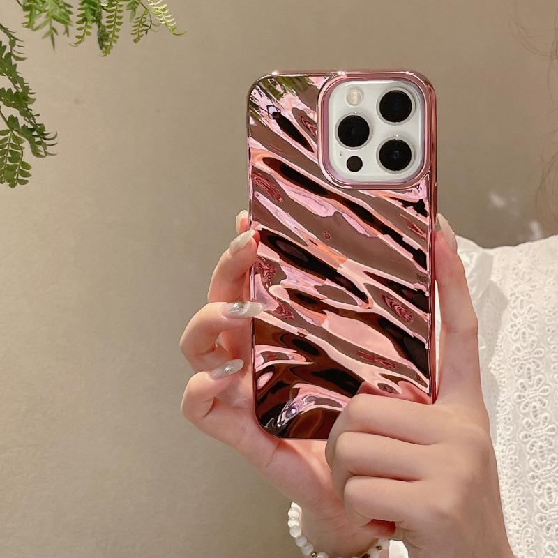 3D Electroplated Wrinkle Pattern Phone Case for iPhone 16 Pro Max, Compatible with Apple 15/14/13, Premium Feel